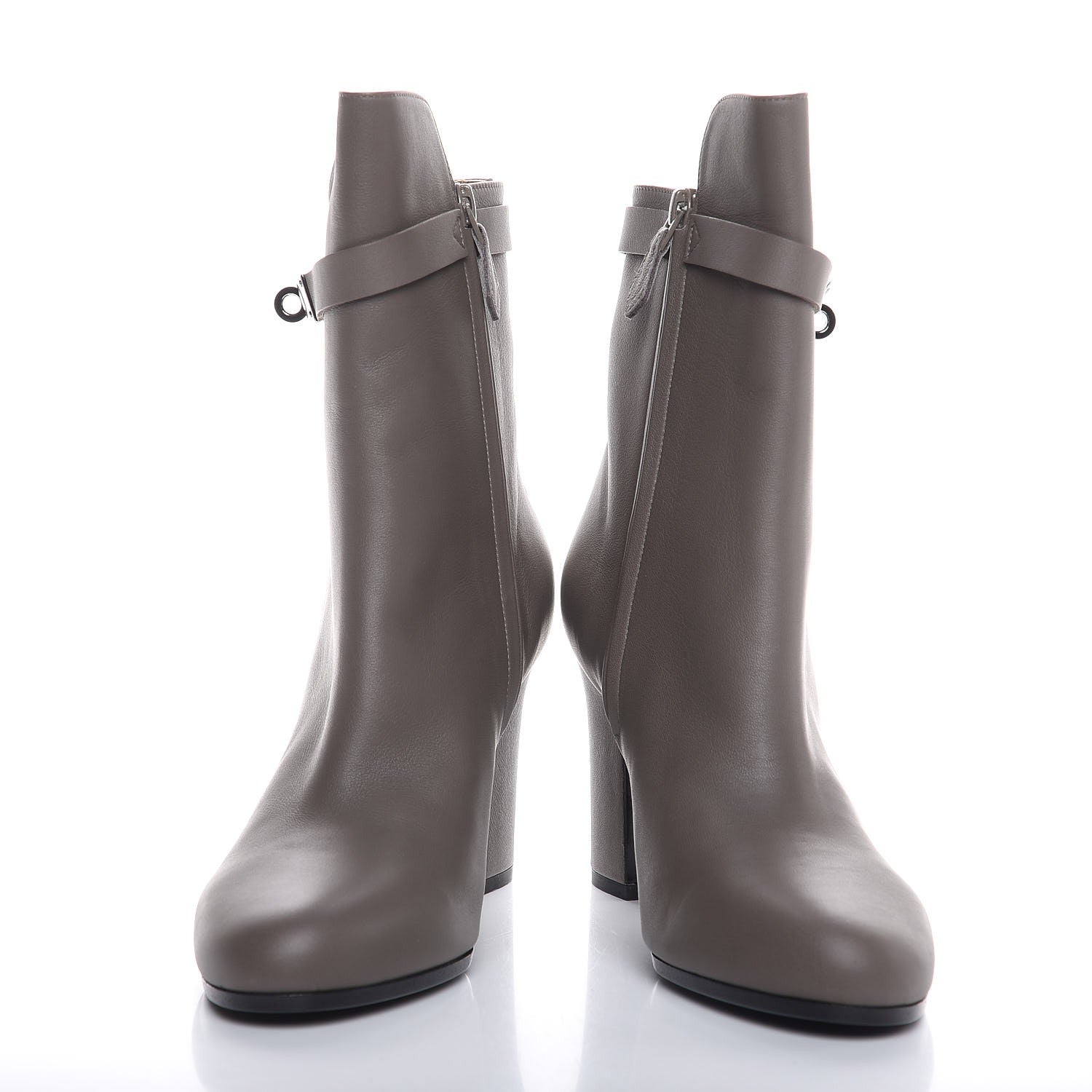 Hermes Calfskin Joueuse Ankle Boots 38.5 Etain 5 of 10
