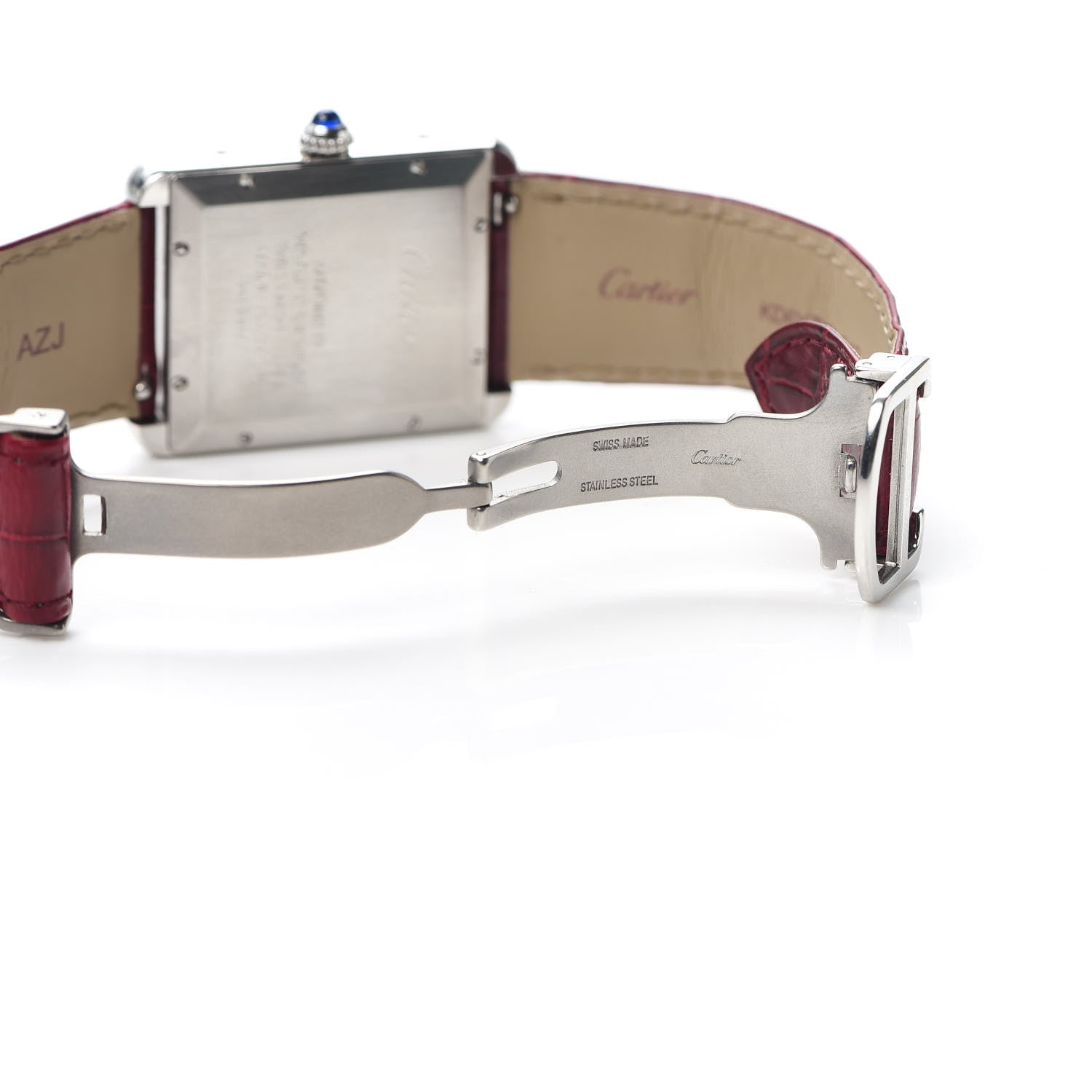 Cartier Stainless Steel Alligator 31mm Tank Solo Automatic Watch Red 5 of 6