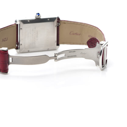 Cartier Stainless Steel Alligator 31mm Tank Solo Automatic Watch Red 5 of 6