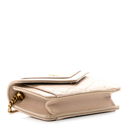 Saint Laurent Lambskin Quilted Monogram Micro Gaby Crossbody Bag Beige 4 of 18