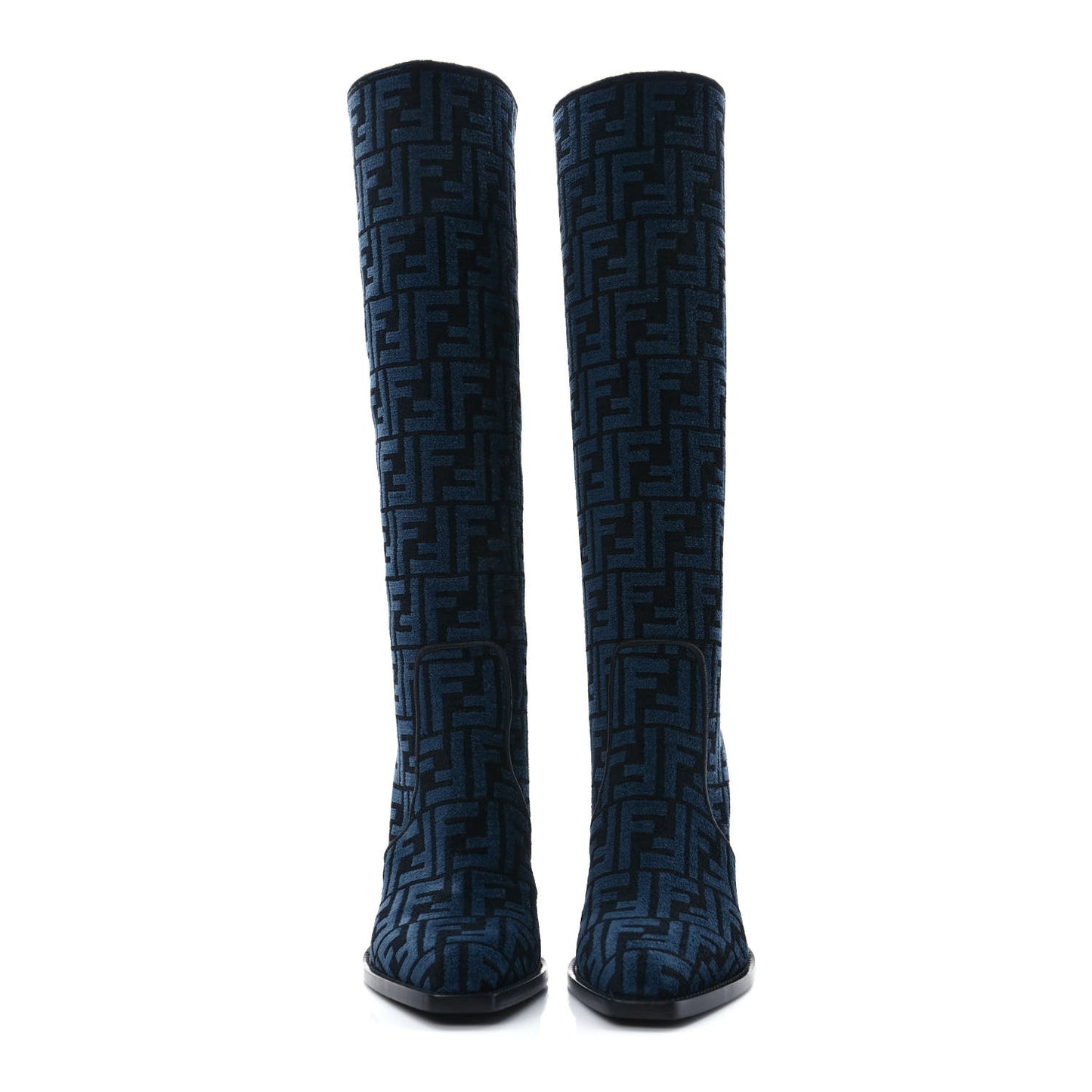 Chenille Jacquard FF 110mm Knee Boots 39.5 Black Blue