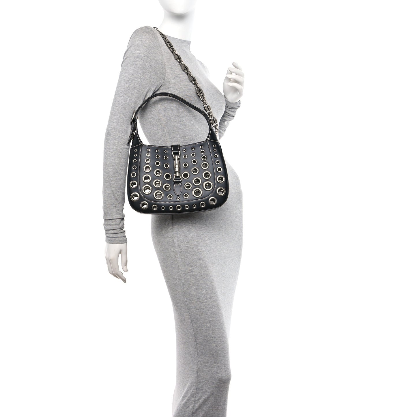 Calfskin Ha Ha Ha Jackie 1961 Eyelet Hobo Black