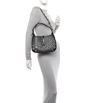 Gucci Calfskin Ha Ha Ha Jackie 1961 Eyelet Hobo Black 2 of 10
