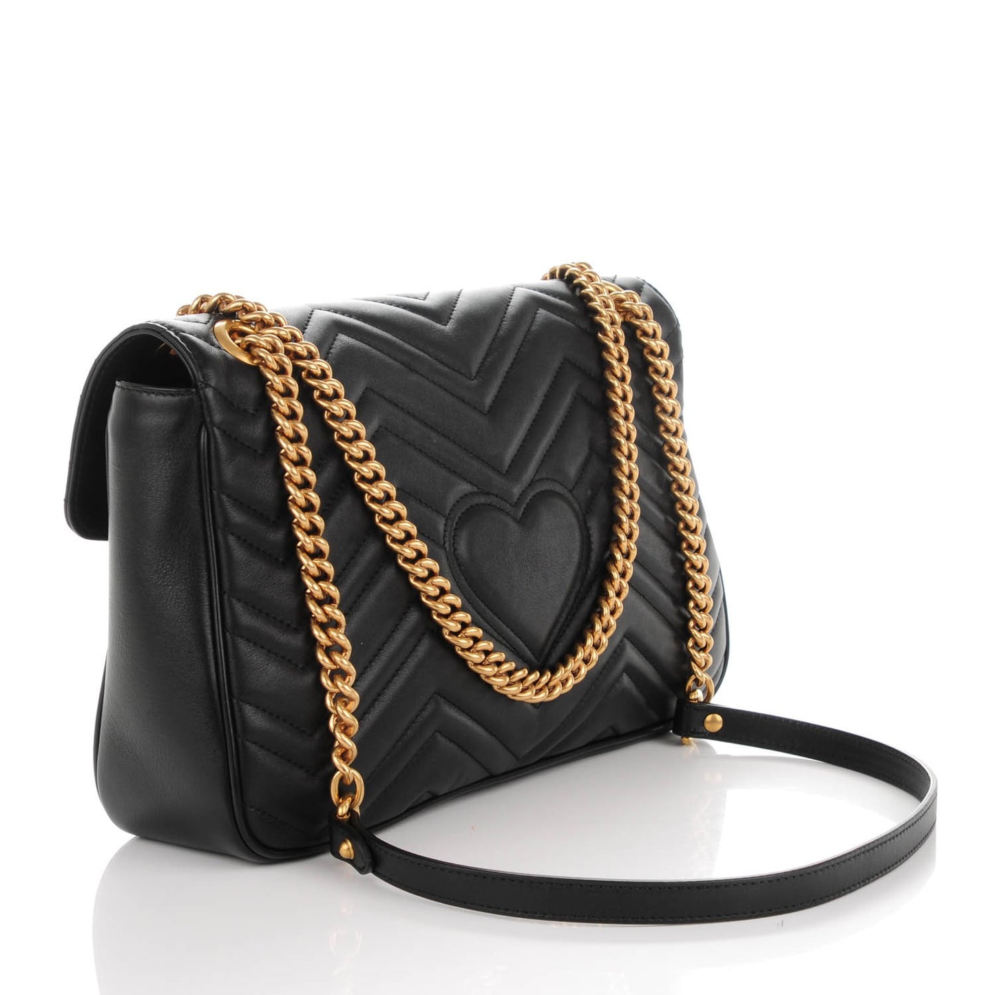 Calfskin Matelasse Medium GG Marmont Shoulder Bag Black