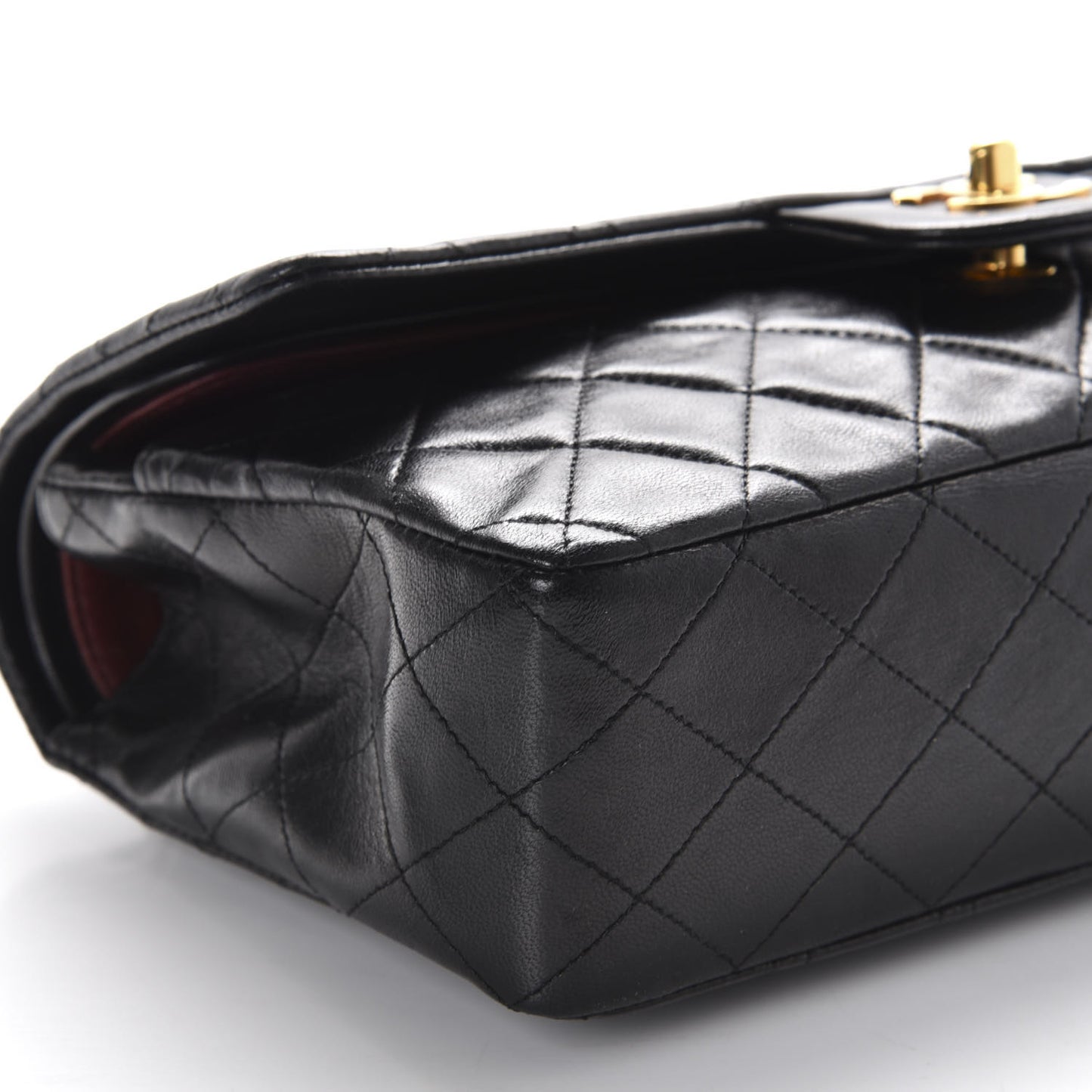 Lambskin Quilted Medium Double Flap Black