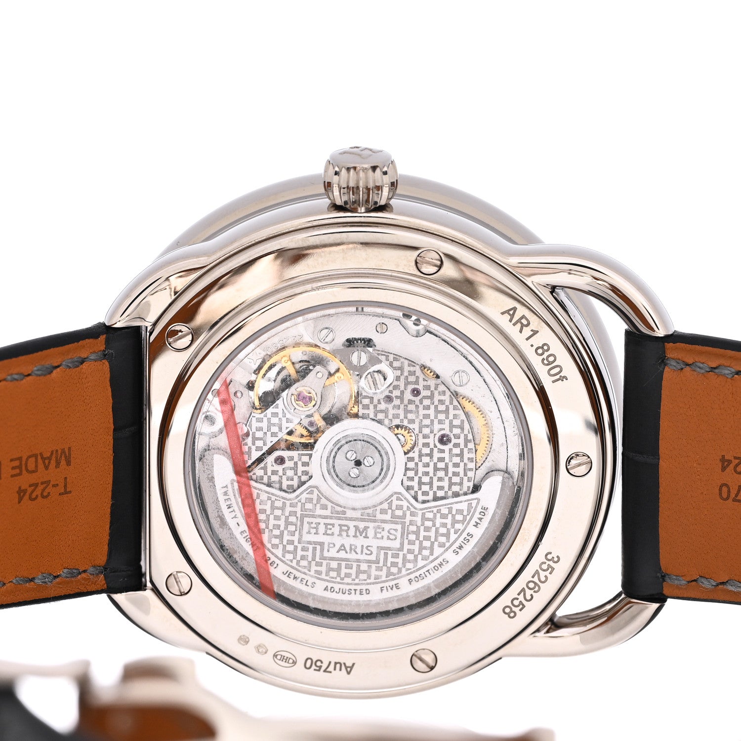 Hermes 18K White Gold Alligator Blue Mother of Pearl 43mm Arceau L'Heure De La Lune Moon Phase Automatic Watch Graphite 4 of 5
