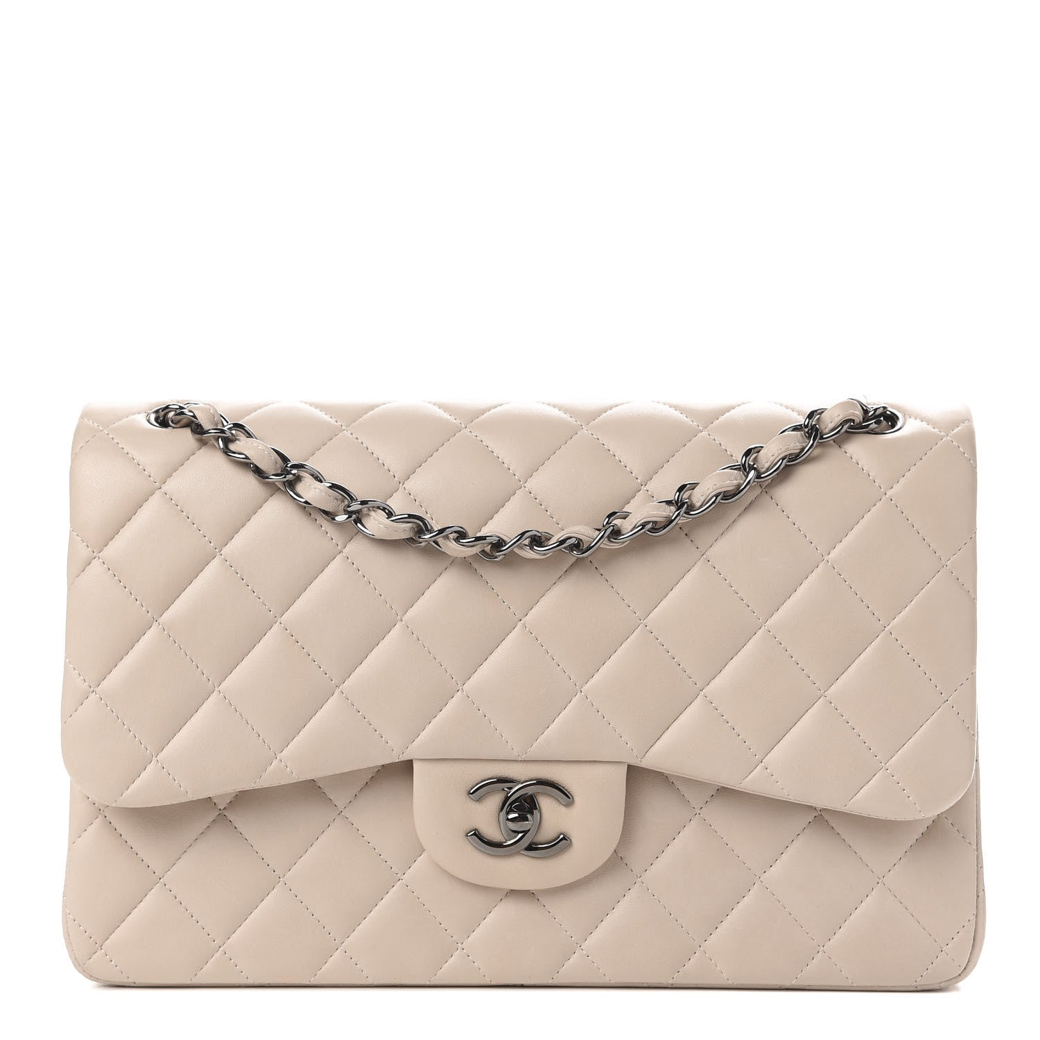 Chanel Lambskin Quilted Jumbo Double Flap Light Beige 1 of 11