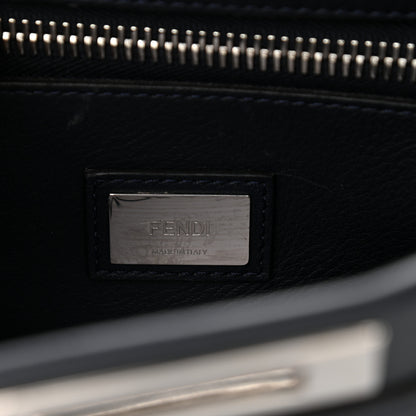Fendi Vitello Seta Waves Bi-Color Medium Peekaboo Iconic Satchel Blue Notte Mostarda 12 of 20