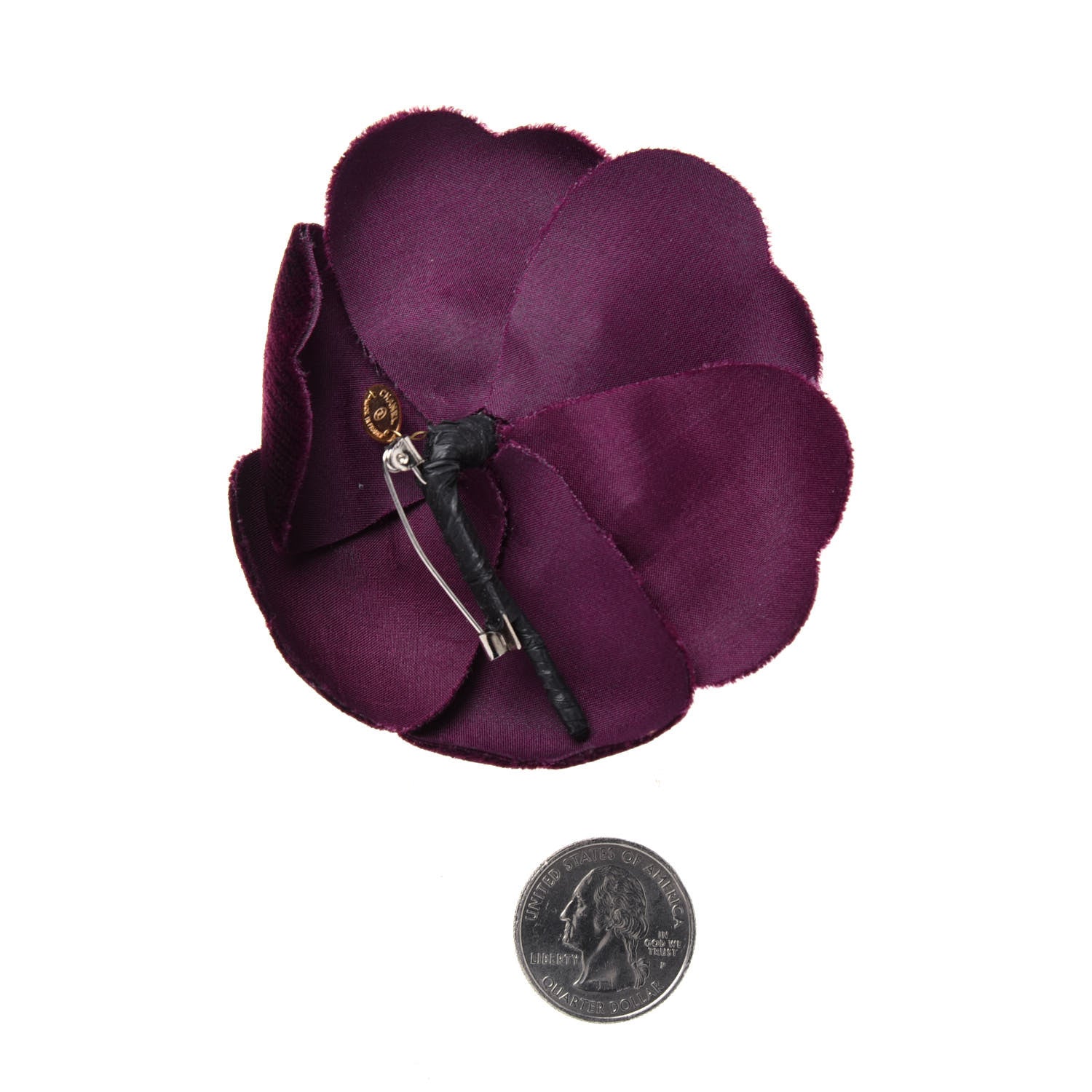 Chanel Velvet Camellia Brooch Pin Bordeaux 2 of 4