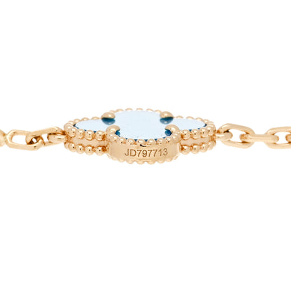 Van Cleef & Arpels 18K Yellow Gold Blue Agate 5 Motifs Vintage Alhambra Bracelet 4 of 5