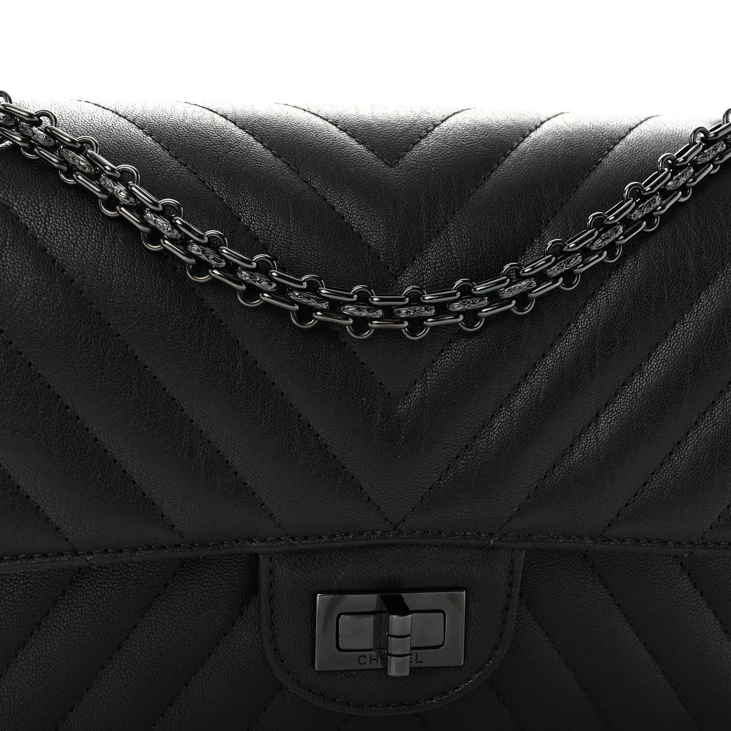 Sheepskin Chevron Quilted 2.55 Reissue 225 Double Flap So Black
