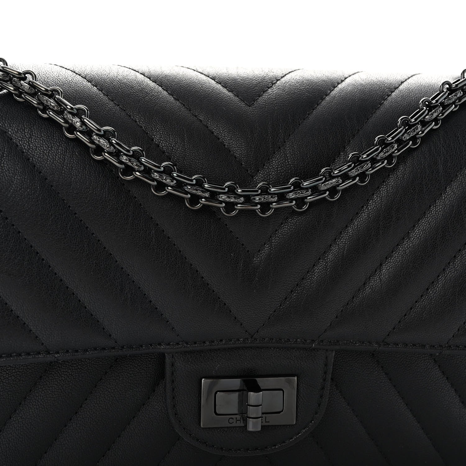 Chanel Sheepskin Chevron Quilted 2.55 Reissue 225 Double Flap So Black 8 of 13