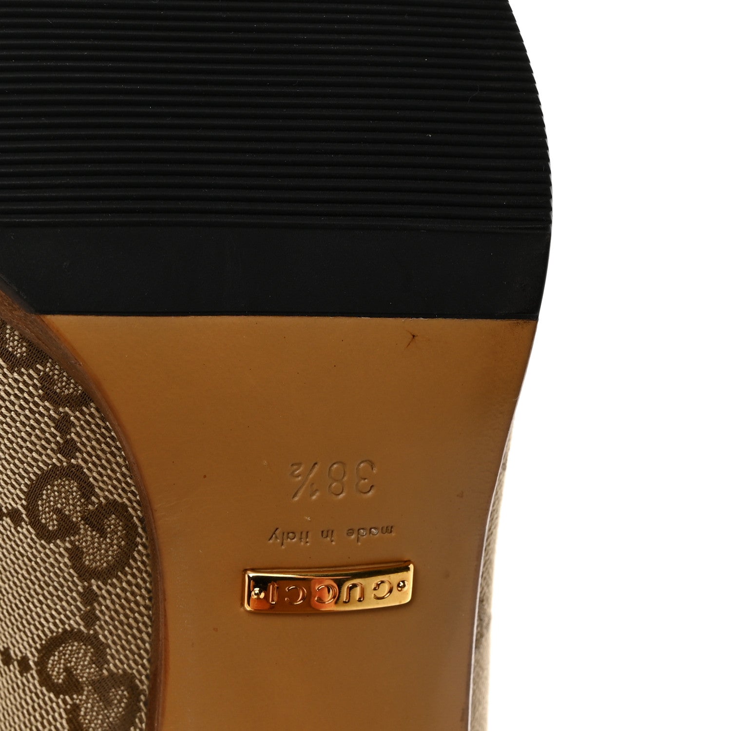 Gucci Monogram Malaga Kid Lisa Mid Heel Boots 38.5 Beige Ebony 9 of 10