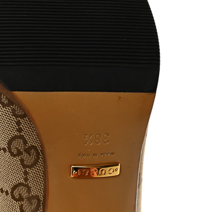Gucci Monogram Malaga Kid Lisa Mid Heel Boots 38.5 Beige Ebony 9 of 10