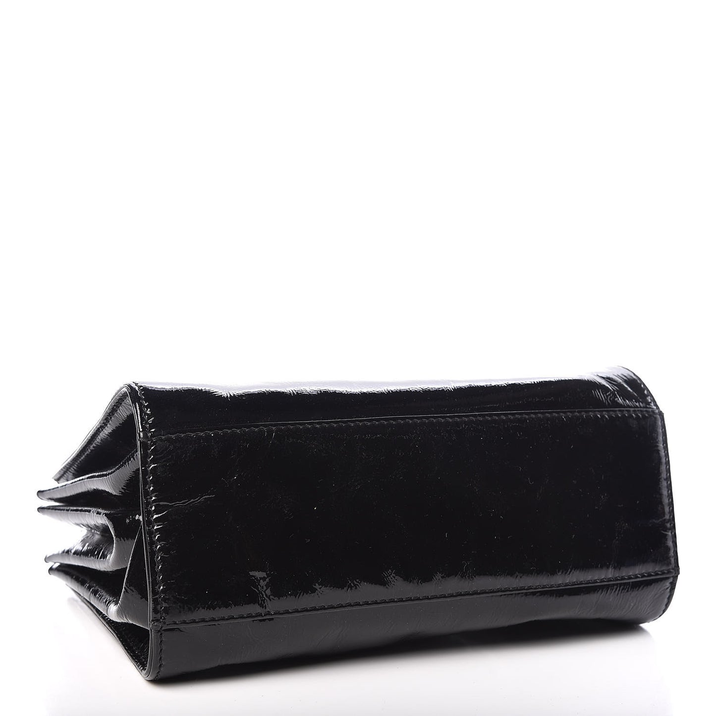 Patent Mademoiselle Lock Convertible Wrist Clutch Bag Black