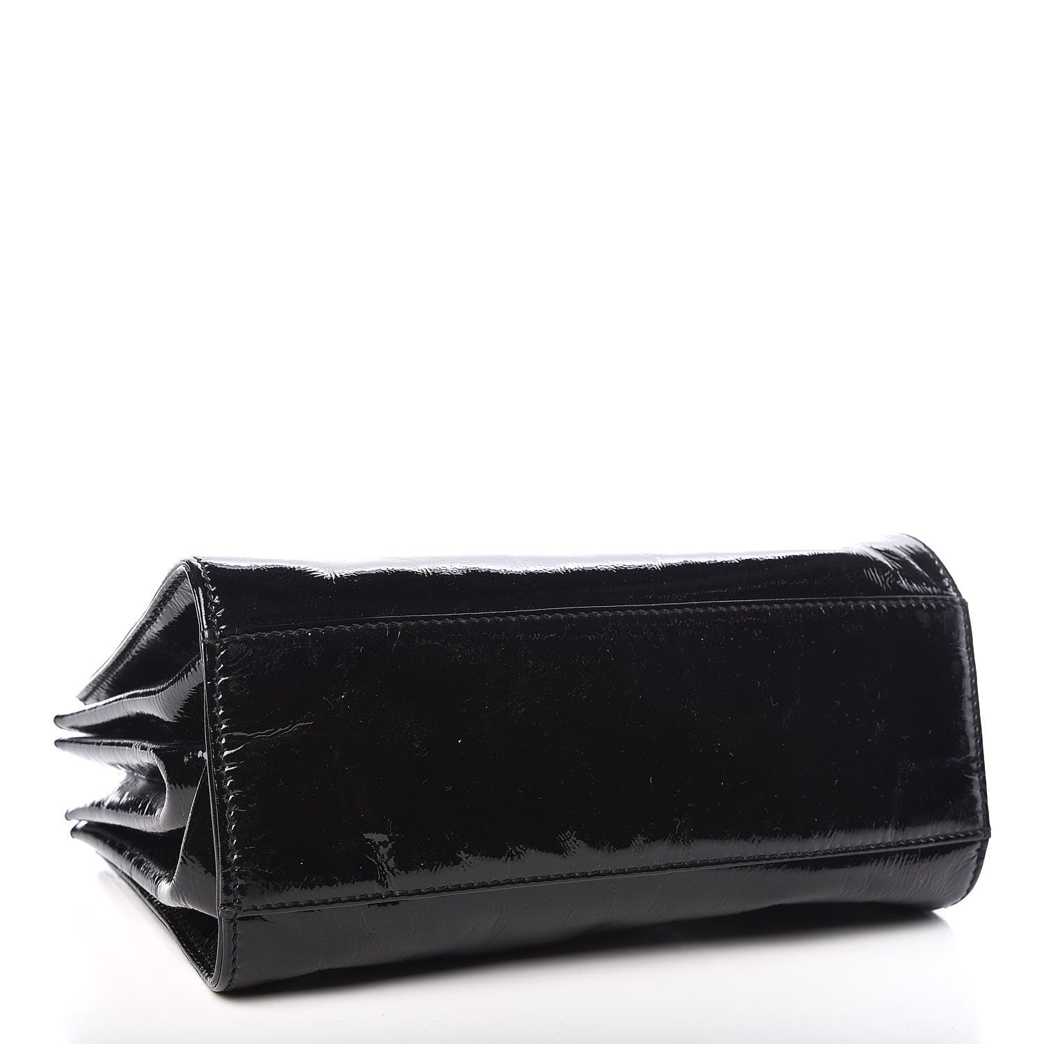 Chanel Patent Mademoiselle Lock Convertible Wrist Clutch Bag Black 5 of 11