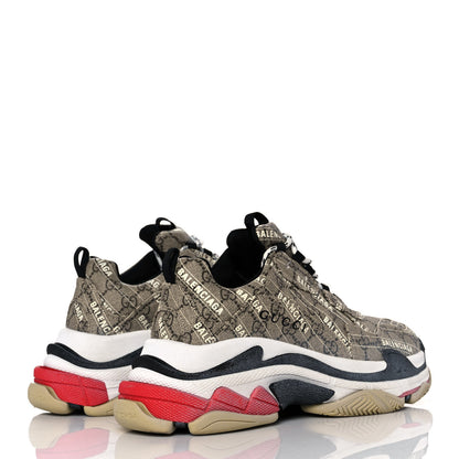 Balenciaga X GUCCI GG Supreme Monogram Allover Logo Mens Triple S Sneakers 43 Beige Ebony Mystic White 4 of 8