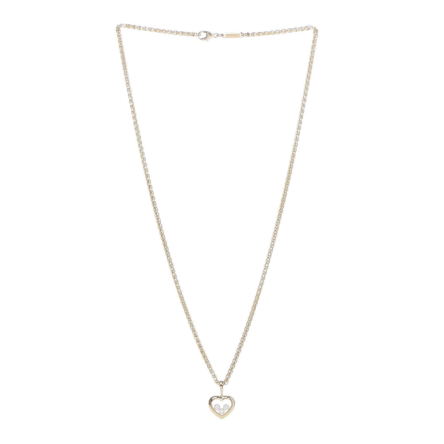 18K Yellow Gold Diamond Happy Diamonds Icons Floating Heart Pendant Necklace
