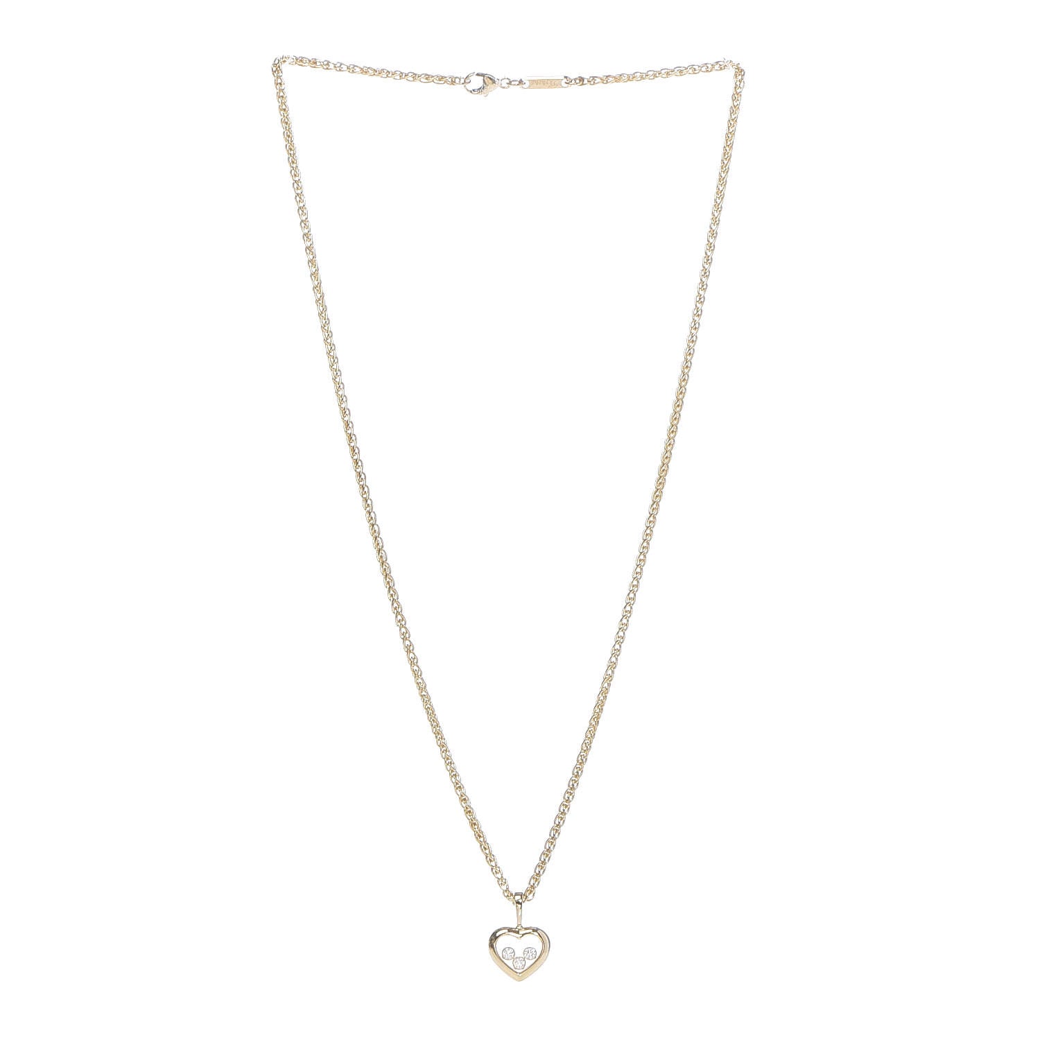 Chopard 18K Yellow Gold Diamond Happy Diamonds Icons Floating Heart Pendant Necklace 3 of 6