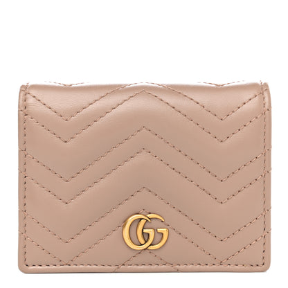 Gucci Calfskin Matelasse GG Marmont Card Case Wallet Porcelain Rose 1 of 7