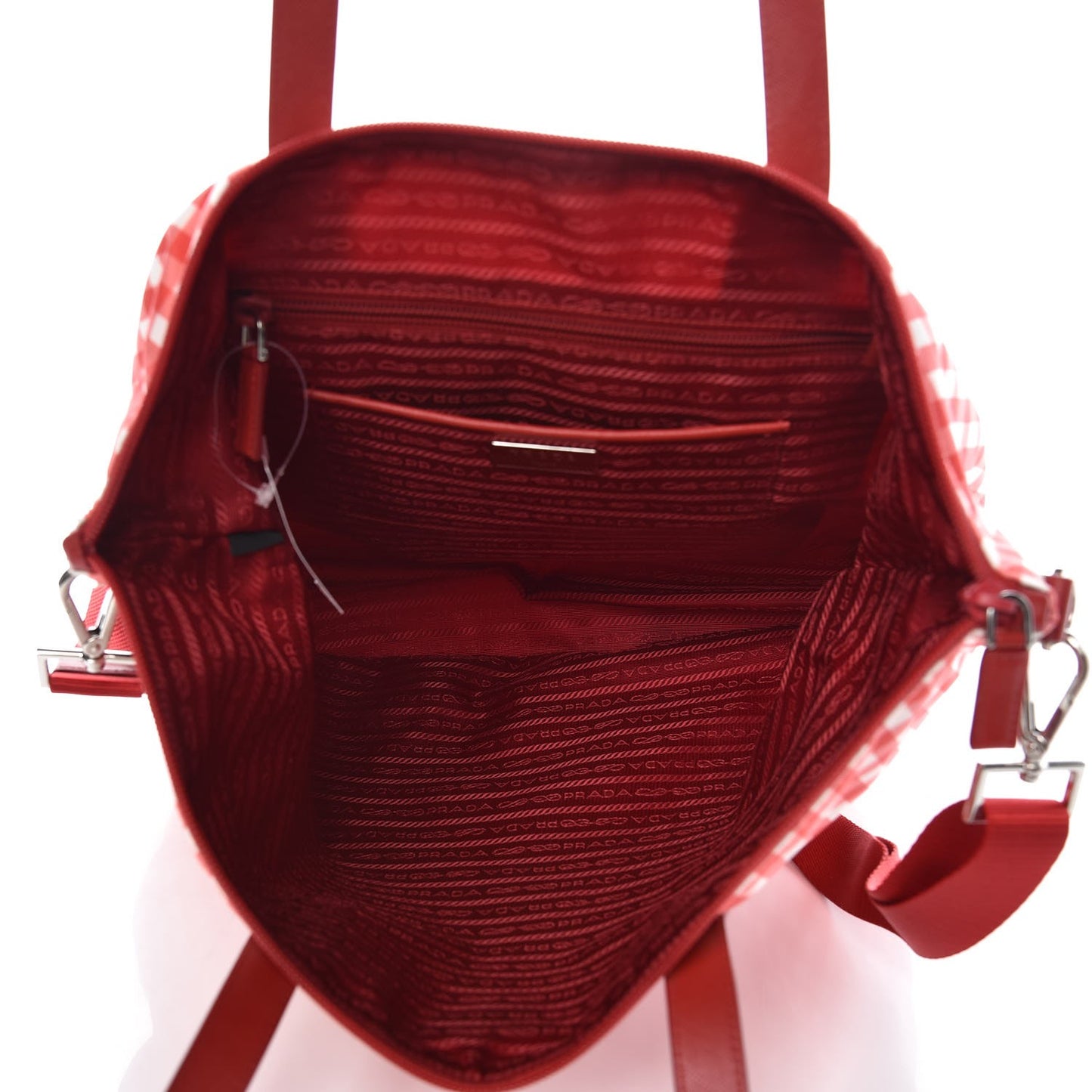 Tessuto Nylon Saffiano Gingham Tote Bag