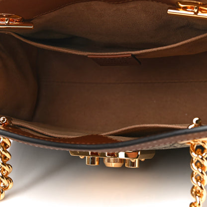 Gucci GG Supreme Monogram Calfskin Small Padlock Tote Beige Ebony Tuscany 7 of 13