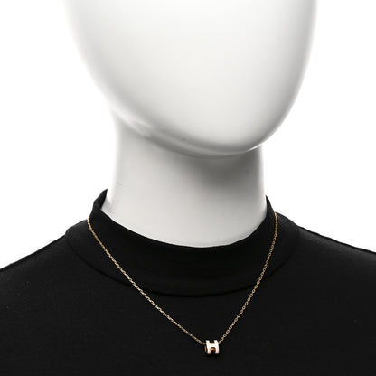Hermes Lacquered Rose Gold Mini Pop H Pendant Necklace Rose Dragee 2 of 7