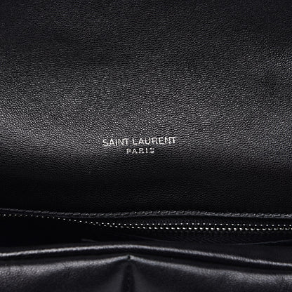 Saint Laurent Lambskin Quilted Medium Loulou Puffer Monogram Chain Satchel Black 7 of 11