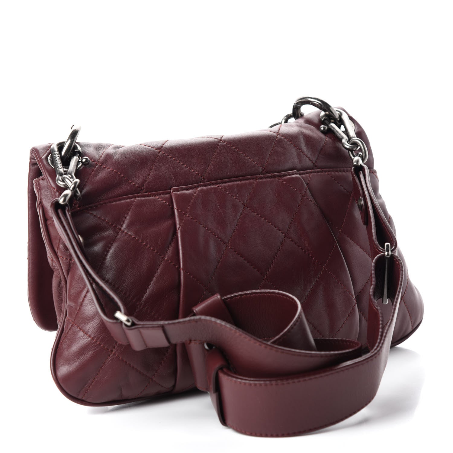 Chanel Calfskin Coco Pleats Large Messenger Flap Burgundy 3 of 10
