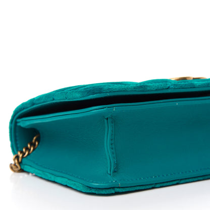 Gucci Velvet Matelasse GG Marmont Mini Bag Pavone Cyan 6 of 9