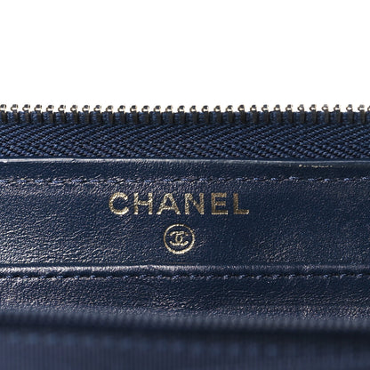 Chanel Caviar Quilted Large Gusset Zip Around Wallet Navy 6 of 8