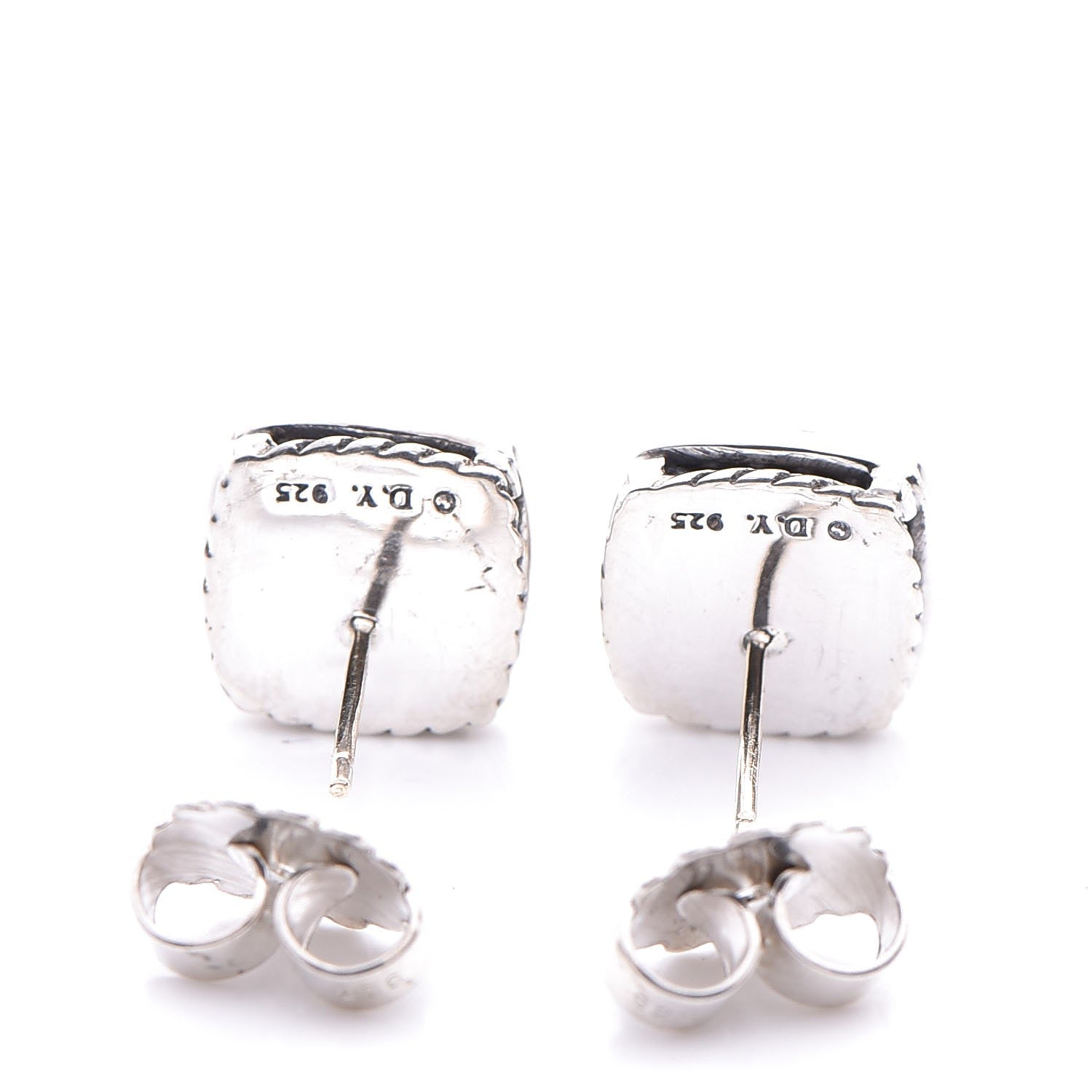 David Yurman Sterling Silver Diamond Citrine 5mm Petite Albion Earrings 3 of 4