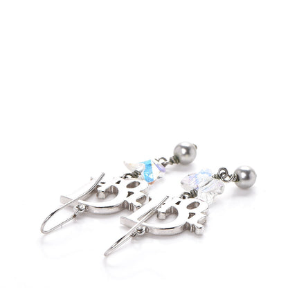 Christian Dior Swarovski Crystal Butterfly Drop Earrings Silver 3 of 3