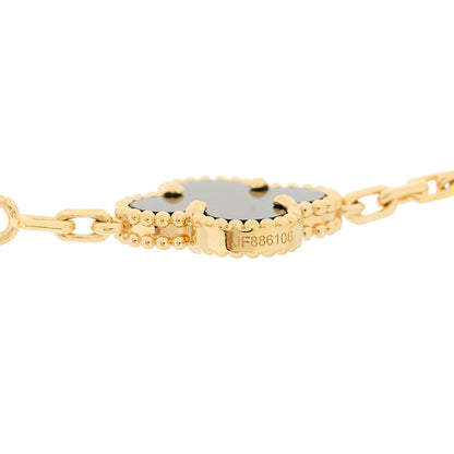 Van Cleef & Arpels 18K Yellow Gold Black Onyx 10 Motifs Vintage Alhambra Necklace 5 of 6