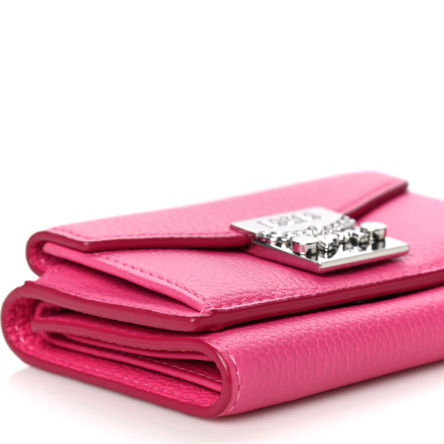 Calfskin Tri-Fold Flap Wallet Pink