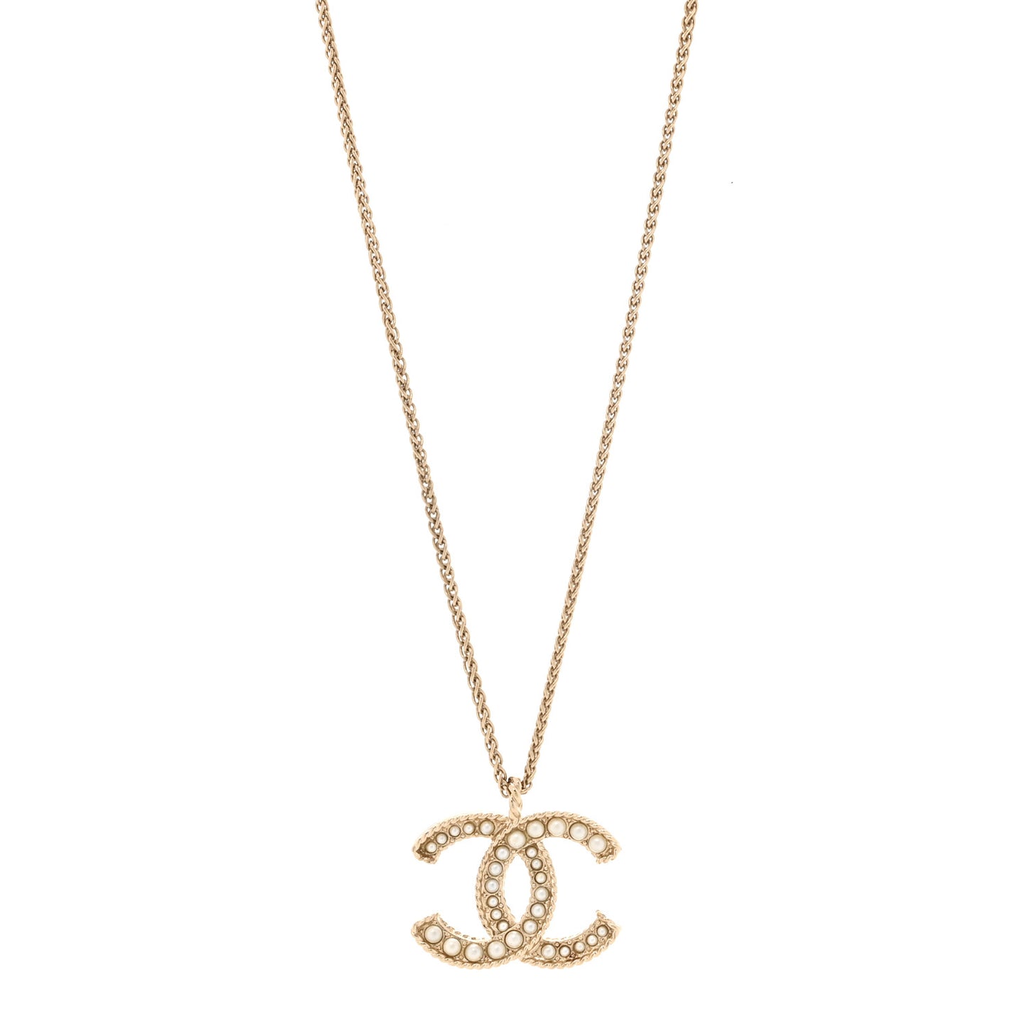 Pearl CC Pendant Necklace Gold