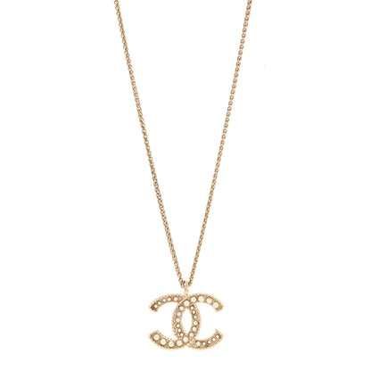 Chanel Pearl CC Pendant Necklace Gold 1 of 5