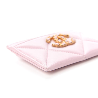 Chanel Lambskin Quilted Chanel 19 Card Holder Light Pink 6 of 13