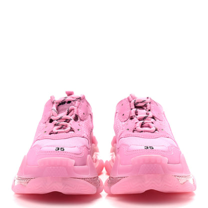Balenciaga Fabric Mesh Clear Sole Womens Triple S Sneakers 35 Pink 2 of 8