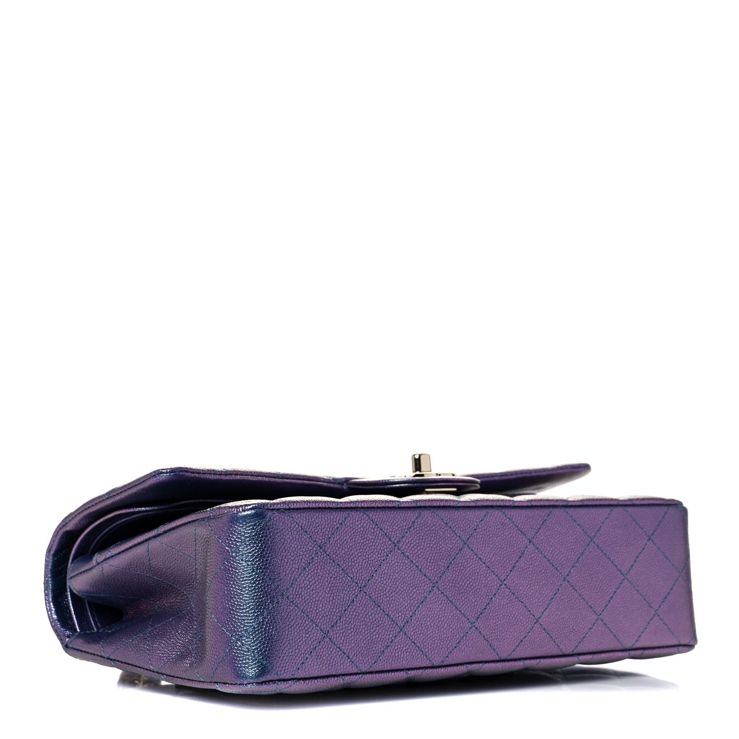 Chanel Iridescent Caviar Quilted Medium Double Flap Dark Blue 4 of 10