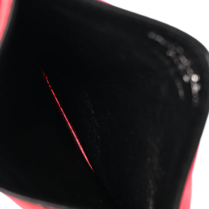 Saint Laurent Patent Grain De Poudre Matelasse Chevron Monogram Credit Card Case Neon Pink 5 of 10