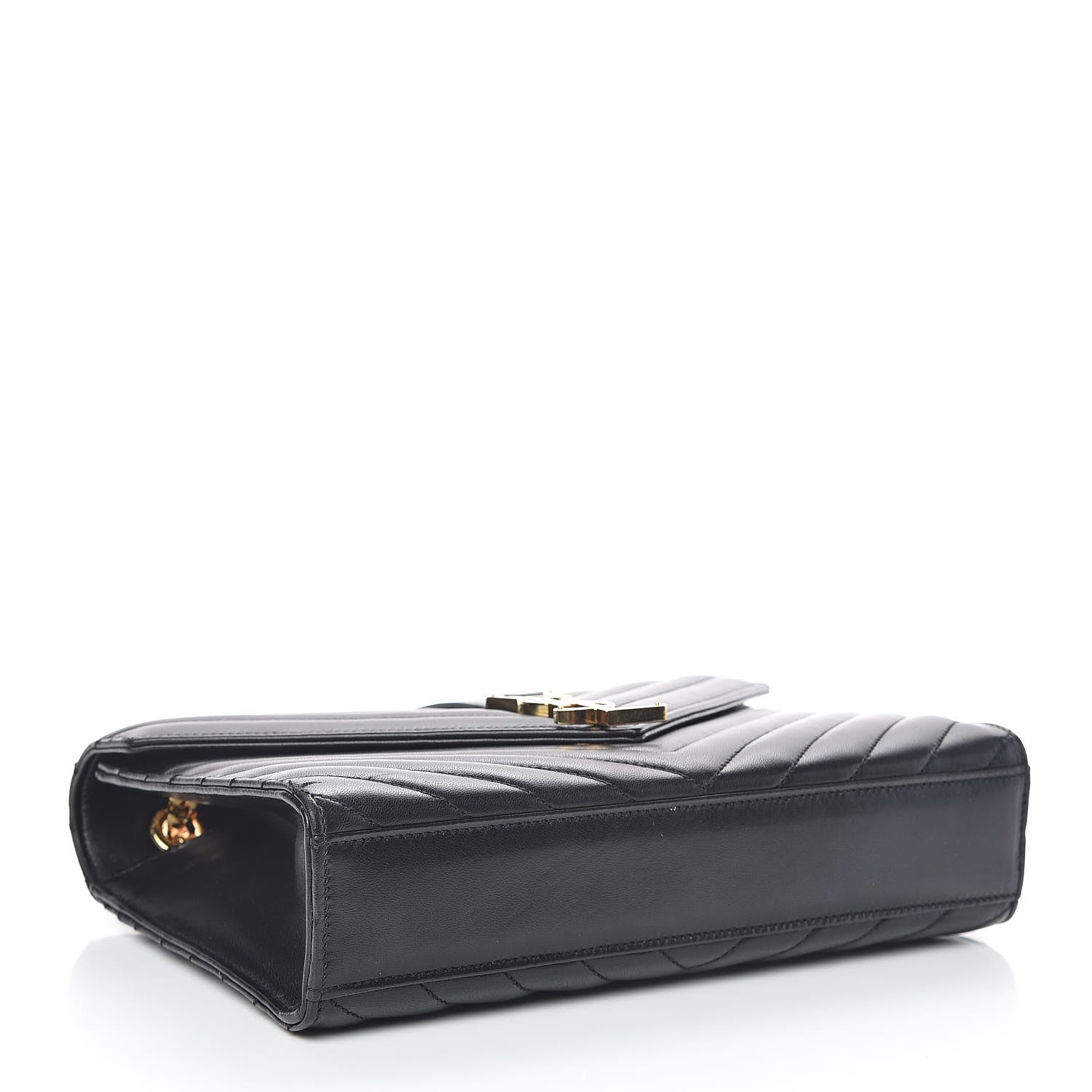 Saint Laurent Lambskin Matelasse Chevron Medium Monogram Satchel Black 8 of 10