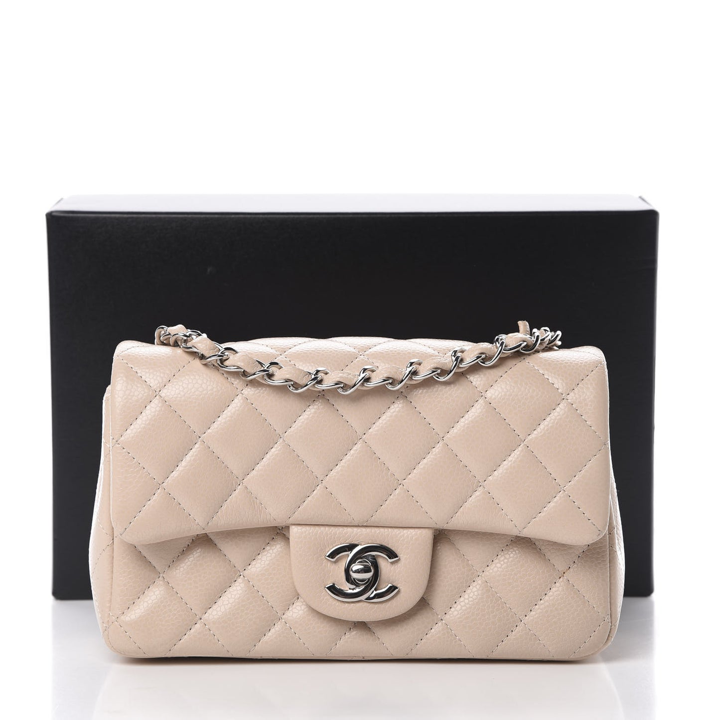 Caviar Quilted Mini Rectangular Flap Light Pink