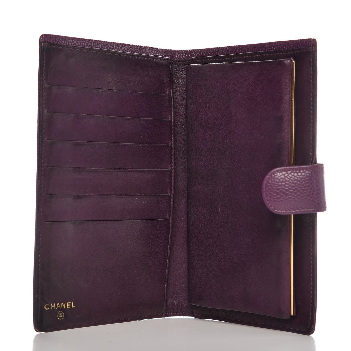 Caviar Timeless CC Zipped Pocket Wallet Purple