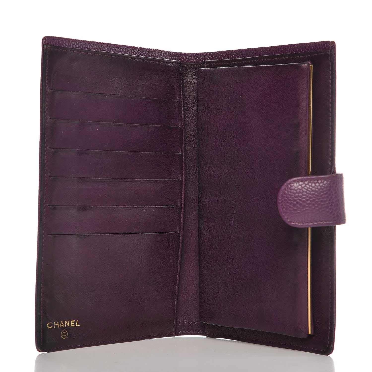 Chanel Caviar Timeless CC Zipped Pocket Wallet Purple 5 of 15