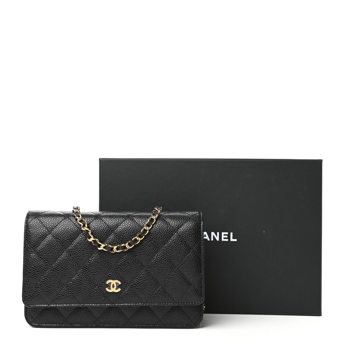 Caviar Quilted Wallet On Chain WOC Black