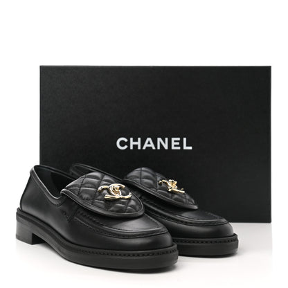 Chanel Lambskin Quilted CC Turnlock Loafers 35.5 Black 9 of 10