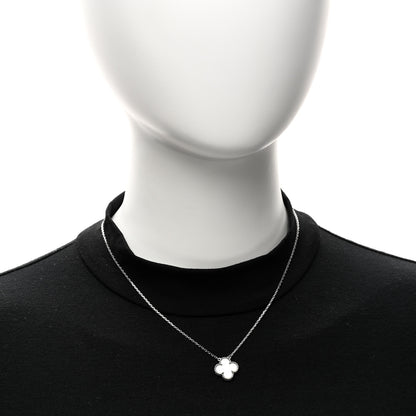Van Cleef & Arpels 18K White Gold Mother of Pearl Vintage Alhambra Pendant Necklace 2 of 6