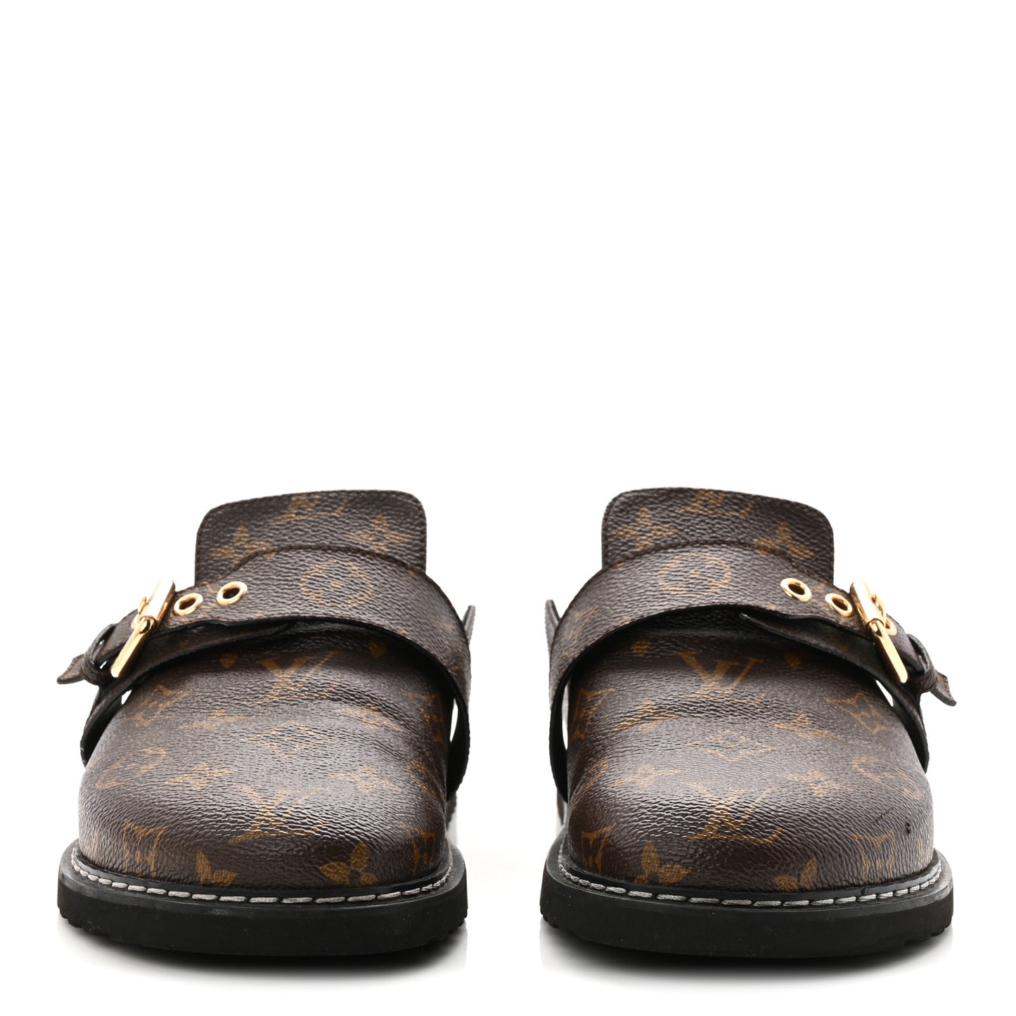 Patent Monogram Womens Cosy Flat Comfort Clog Mules 38.5 Brown