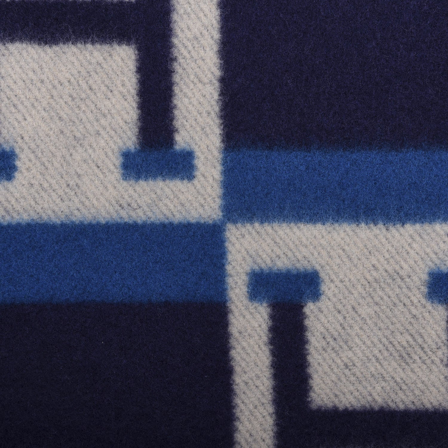 Hermes Wool Cashmere Avalon Bayadere Throw Blanket Marine 4 of 4